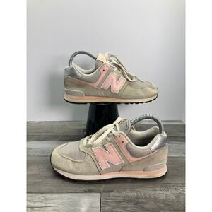 New Balance 574 Beige/Gray Pink  Suede Mesh Shoes Youth 4Y Womens 5.5 GC574EVK